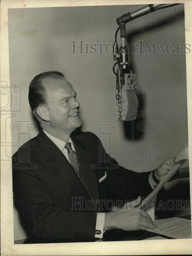 1956 Paul Harvey, Columnist & Radio commentator in front of the mic.-Historic Images