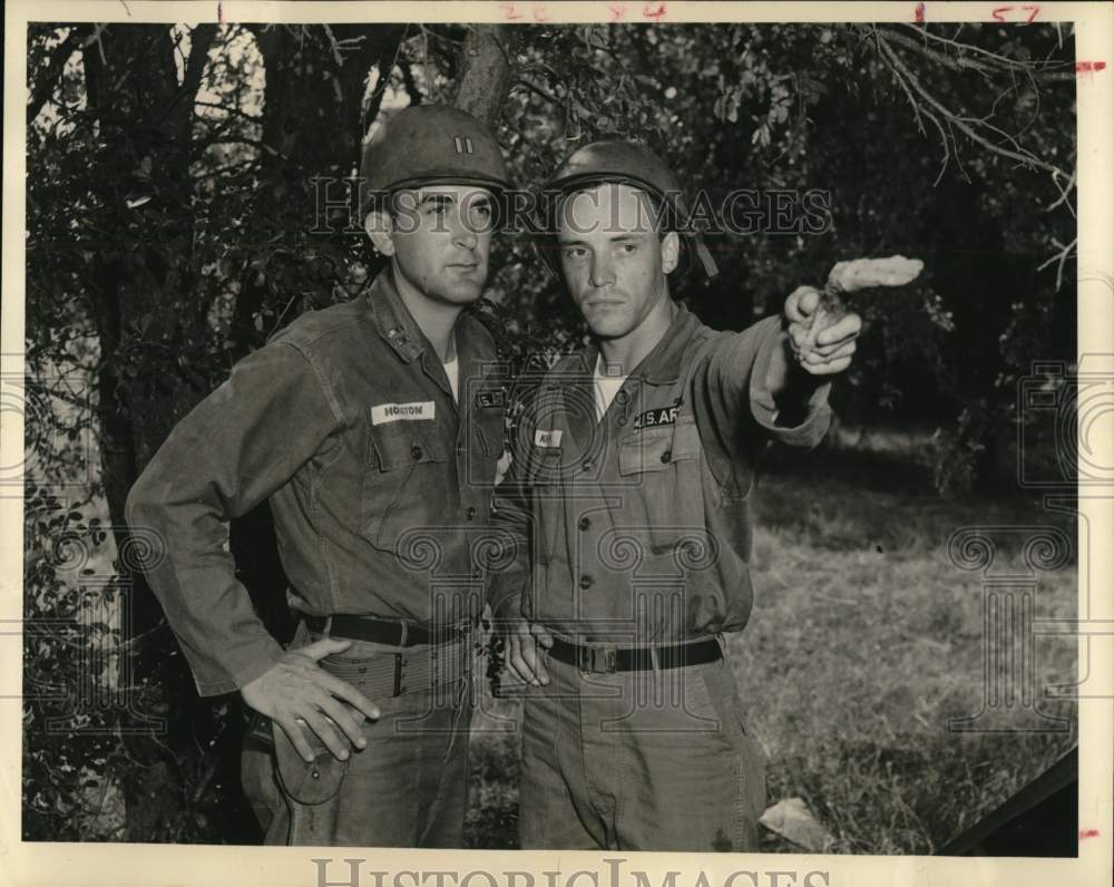 1961 Capt. Sam Houston IV with reservist Leonard Knippa at Fort Hood-Historic Images