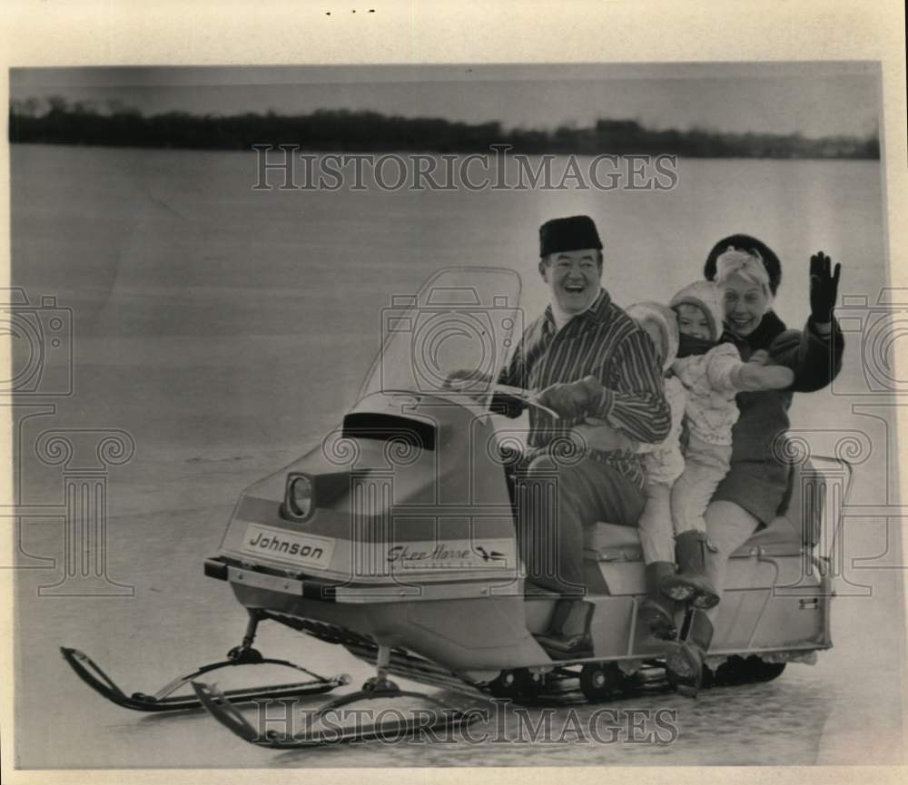 1967 Vice President Hubert Humphrey and family on snowmobile-Historic Images