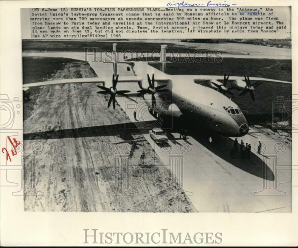 1965 Soviet Union's 'Antaeus' transport plane on runway-Historic Images