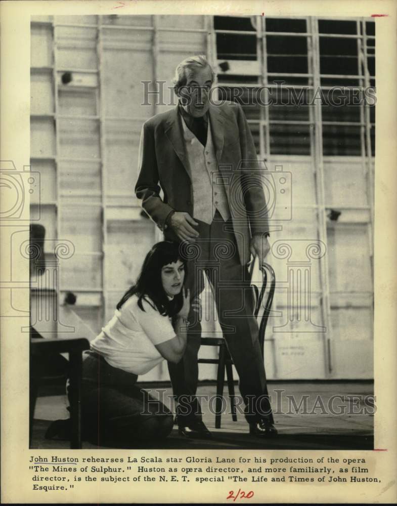 1967 John Huston rehearses Gloria Lane for "The Mines of Sulphur"-Historic Images