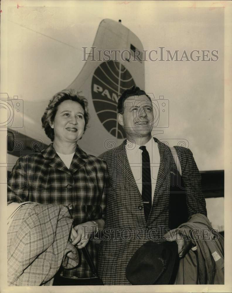 1961 Mr. and Mrs. Palmer Hutcheson by airplane-Historic Images