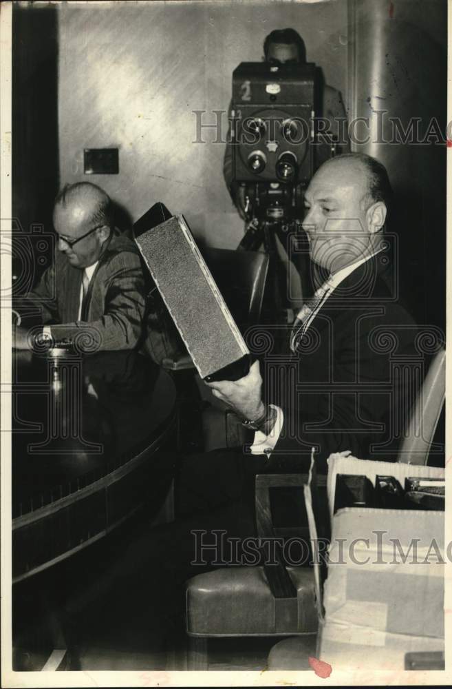 1957 Councilman George Kessler on stand in Houston-Historic Images