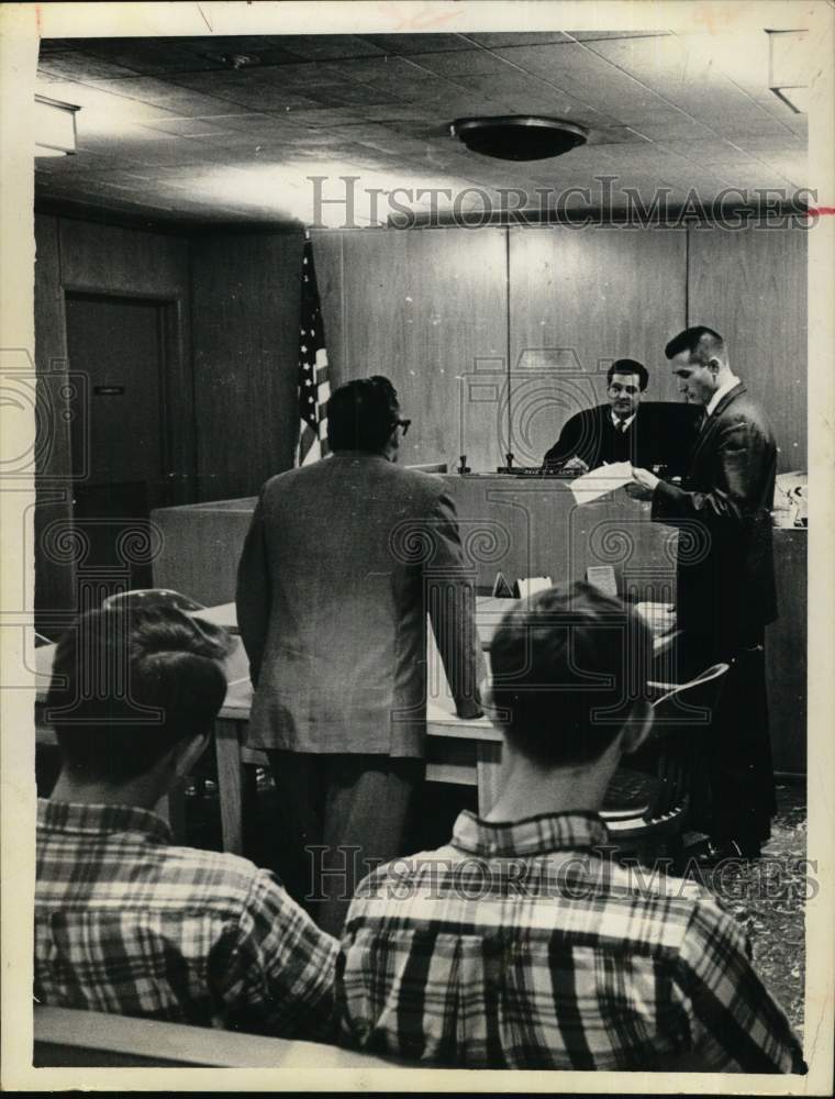 1966 Judge Ray Judice in the courtroom in Houston, Texas, group-Historic Images