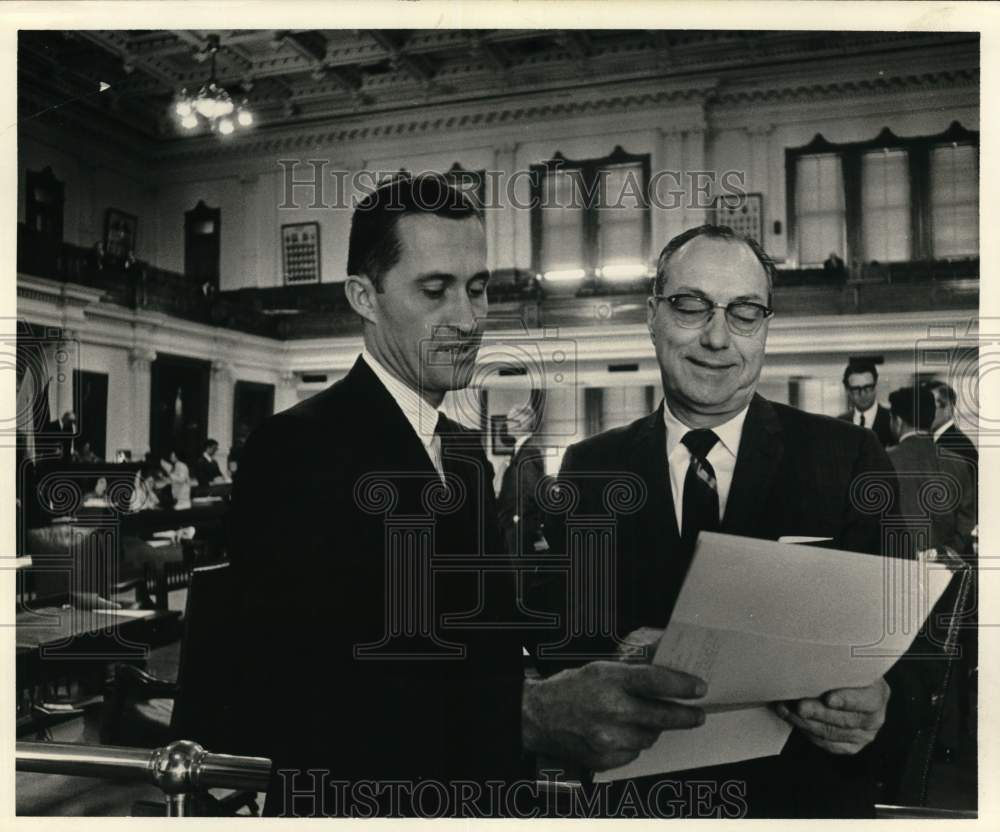 1967 State Senator Henry Grover and Rep. Ira Kohler look over bill.-Historic Images