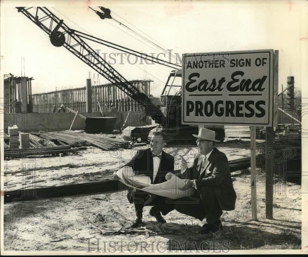 1962 Luke Johnson & Gordon Waddell at Texas Marine construction site-Historic Images