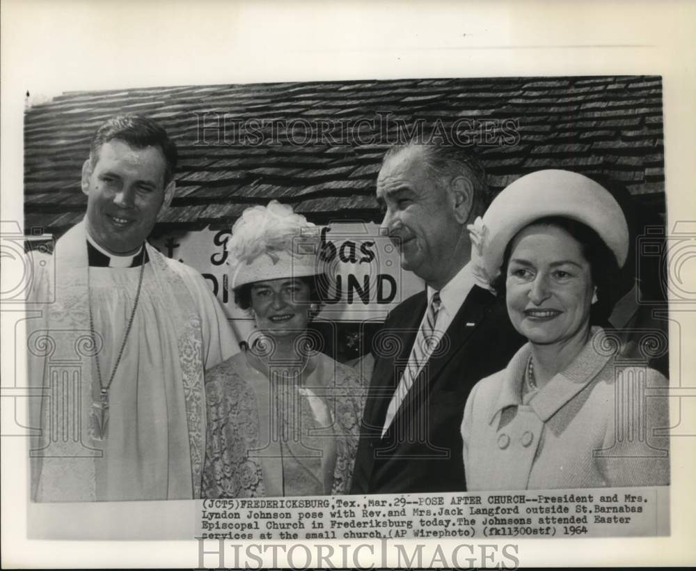 1964 President Lyndon Johnson & wife, Rev. & Mrs. Jack Langford, TX.-Historic Images