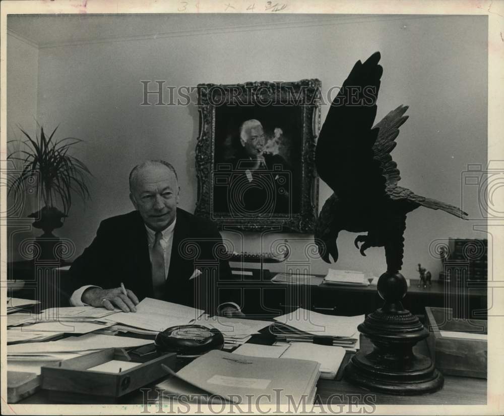 1967 Theodore M. Law, director of Falcon Seaboard, in his office.-Historic Images