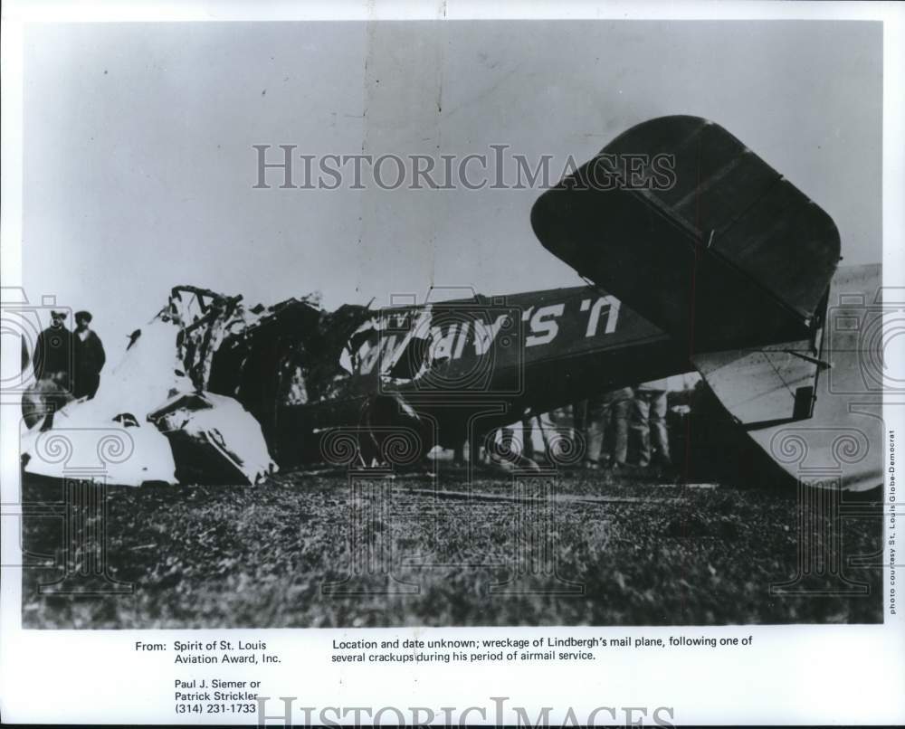 1977 Press Photo Wreckage at Lindbergh&#39;s United States Mail Plane Crash- Historic Images