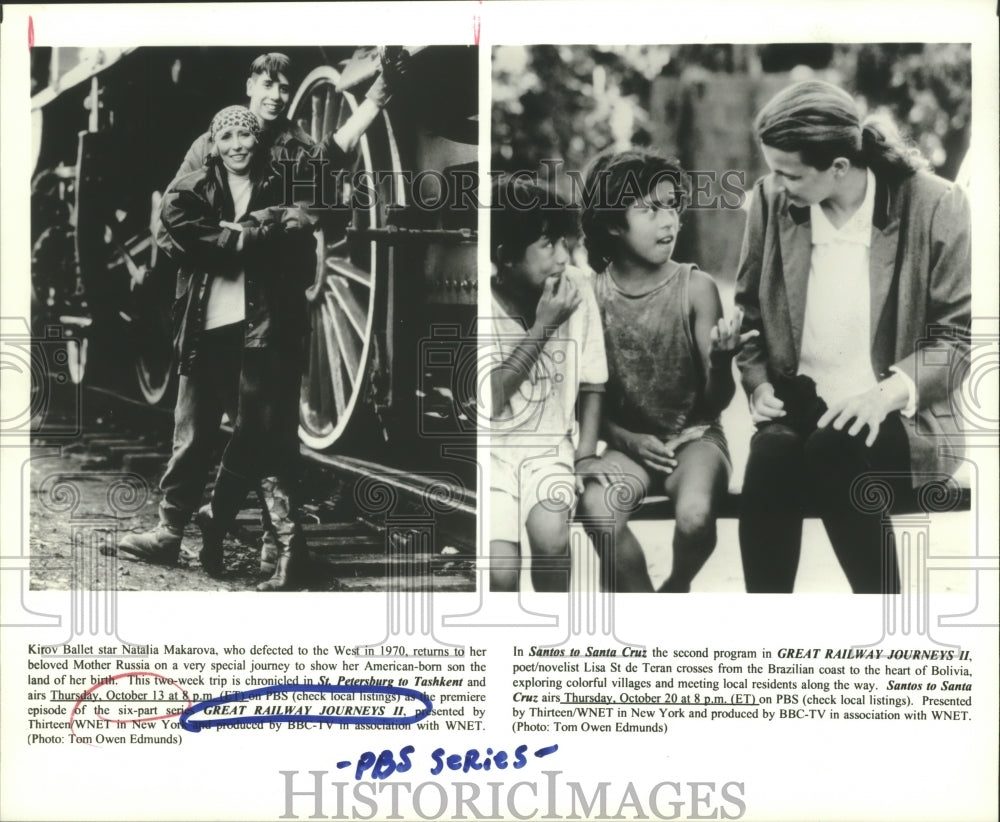 1994 Press Photo Actors perform Great Railway Journeys on PBS television - Historic Images