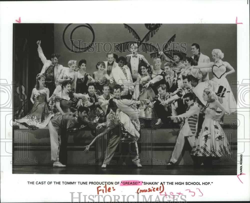 1996 Press Photo Cast of "Grease" at Wortham Center stage - hcp00051 - Historic Images