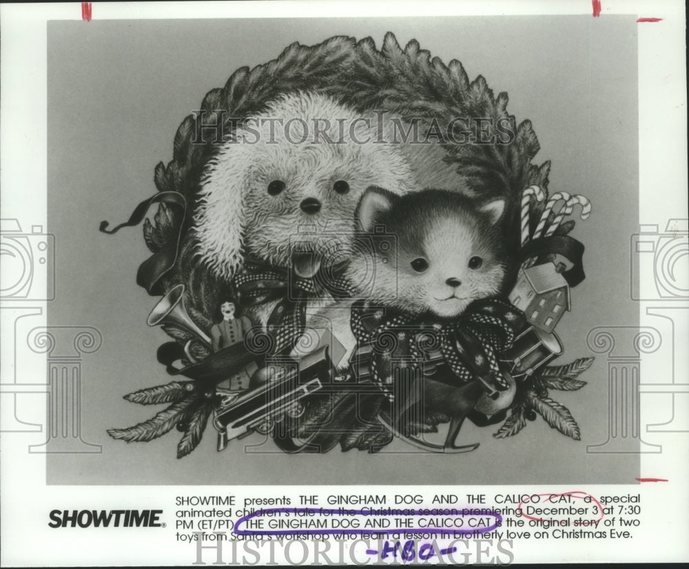 1990 Press Photo Animation of &quot;Gingham Dog and Calico Cat&quot; on Showtime- Historic Images