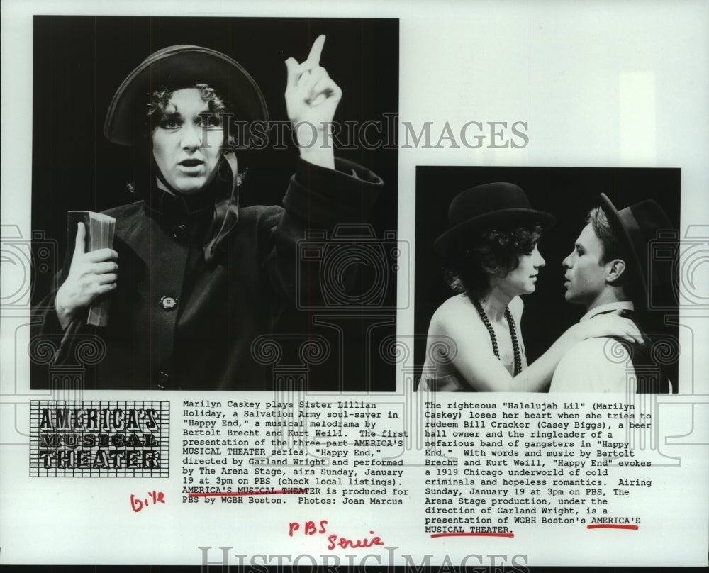 1986 Marilyn Caskey and Casey Biggs act in America's Musical Theater - Historic Images