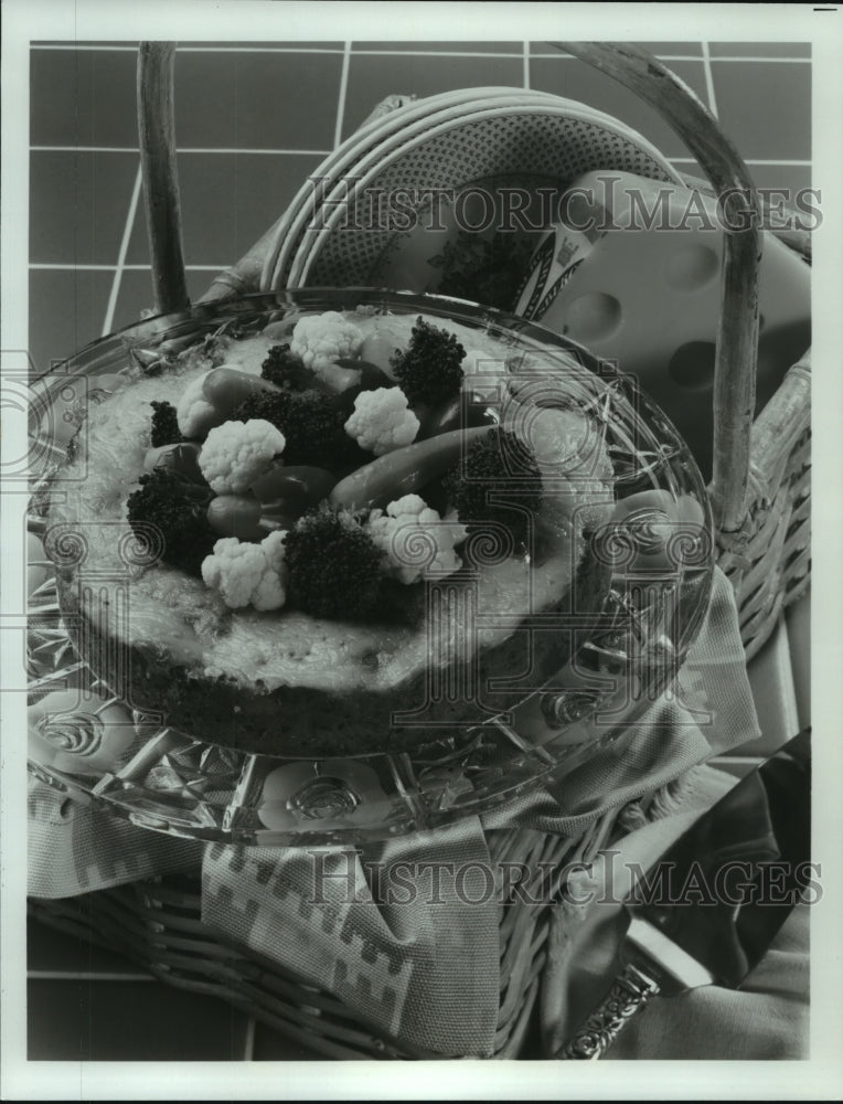 2001 Festive Salmon Loaf on a plate - Historic Images