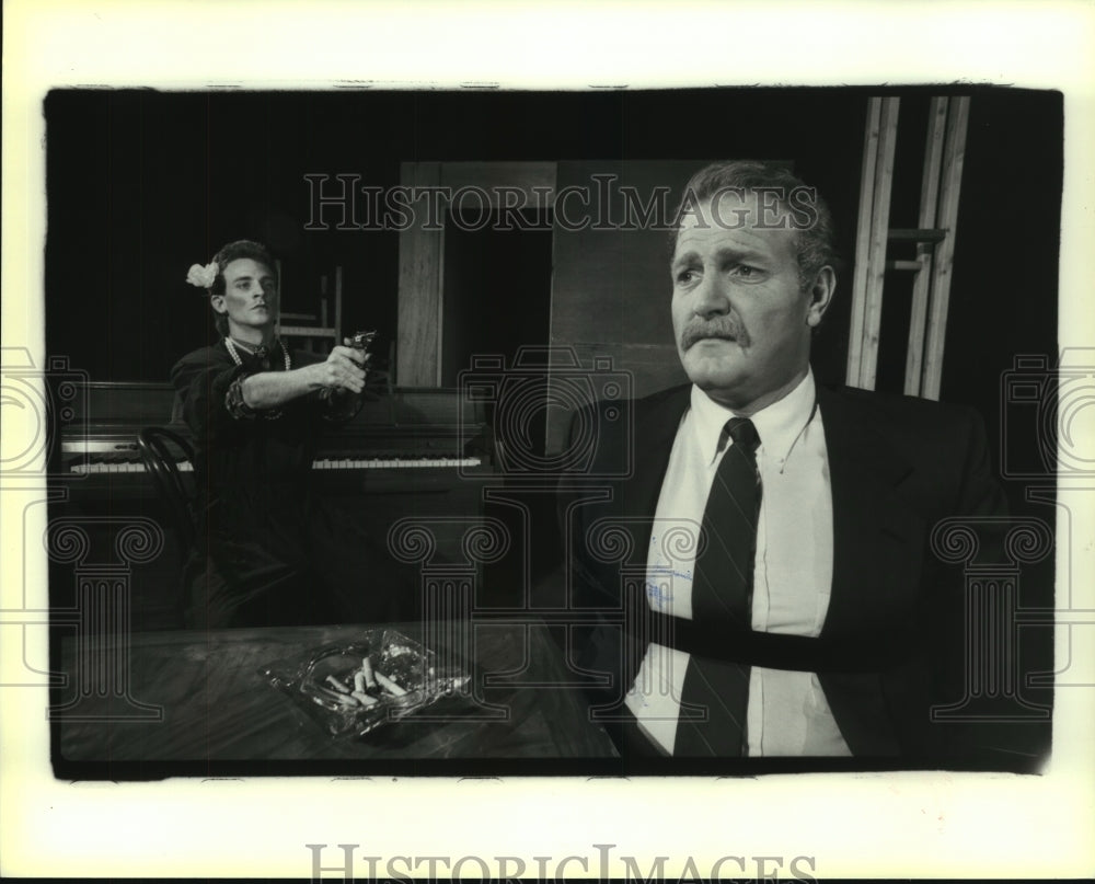 1988 Press Photo Don Lee and Phillip Haper act in play production in Houston- Historic Images