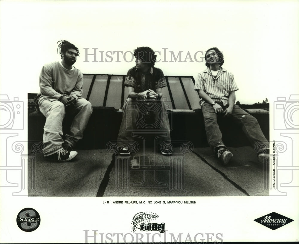 1996 Press Photo Andre Fill-ups, M.C. No Joke G &amp; Maff-You Nillsun of &quot;Fulflej&quot;.- Historic Images