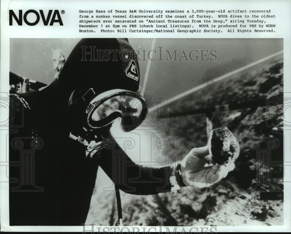 1987 Press Photo George Bass in NOVA&#39;s &quot;Ancient Treasures from the Deep&quot;- Historic Images