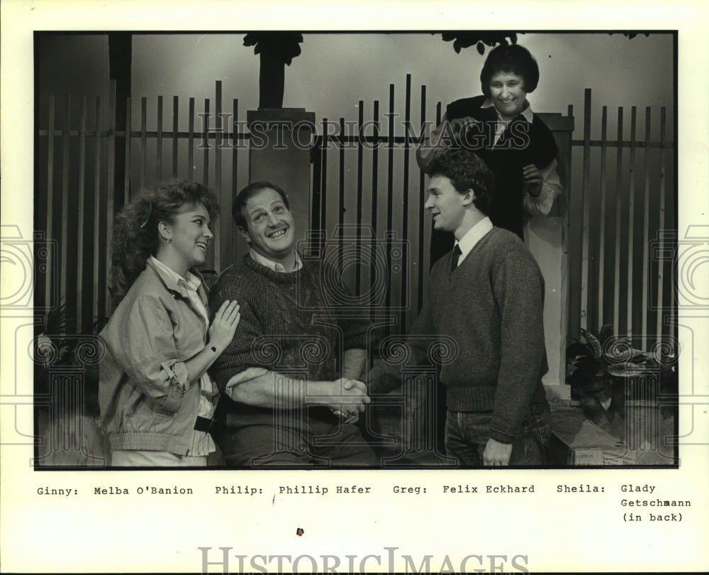 1986 Press Photo Scene from &quot;Relatively Speaking at Chocolate Bayou Theater Co.- Historic Images