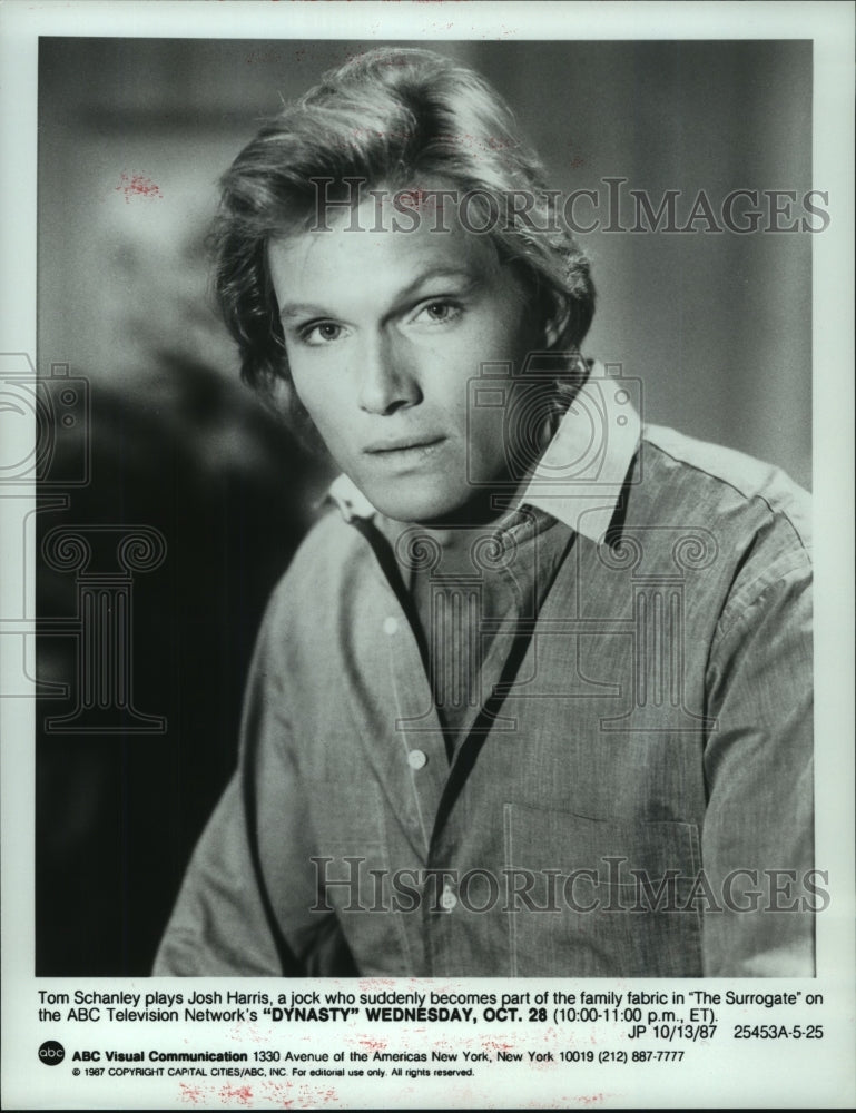 1987 Press Photo Tom Schanley acts in the television series "Dynasty"- Historic Images