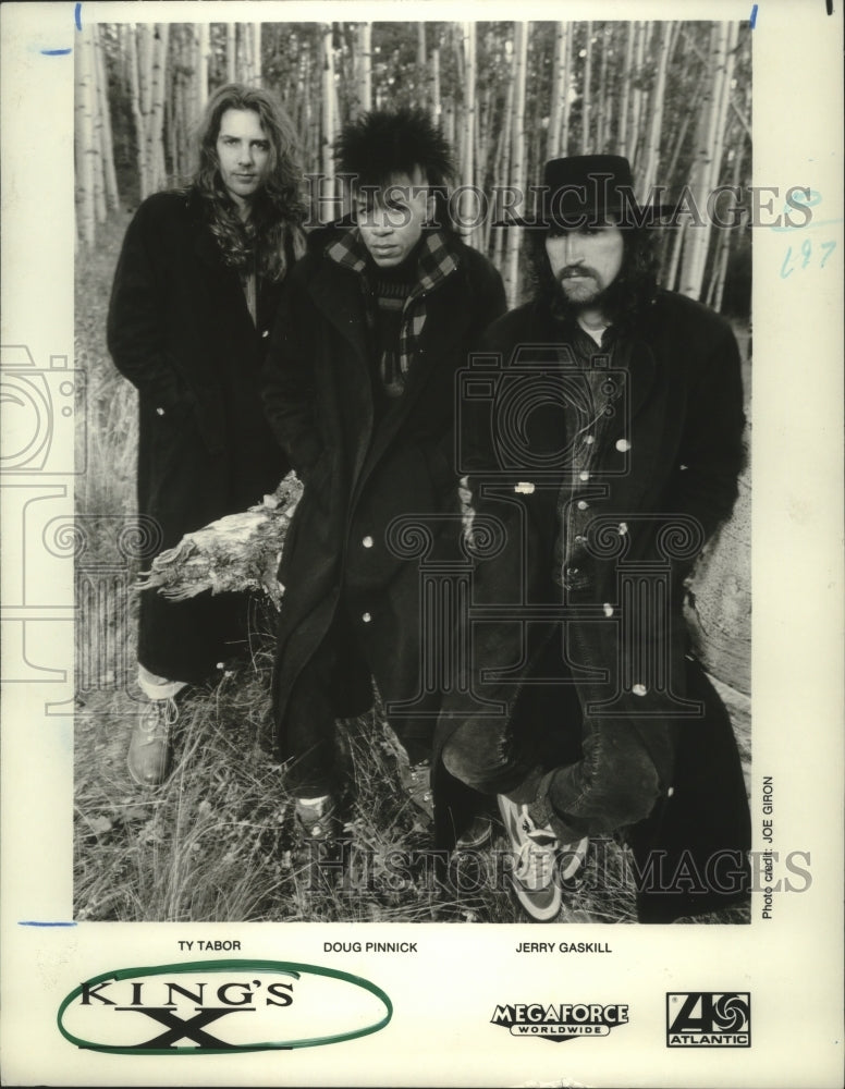 1990 Press Photo King&#39;s X members are Ty Tabor, Doug Pinnick &amp; Jerry Gaskill.- Historic Images