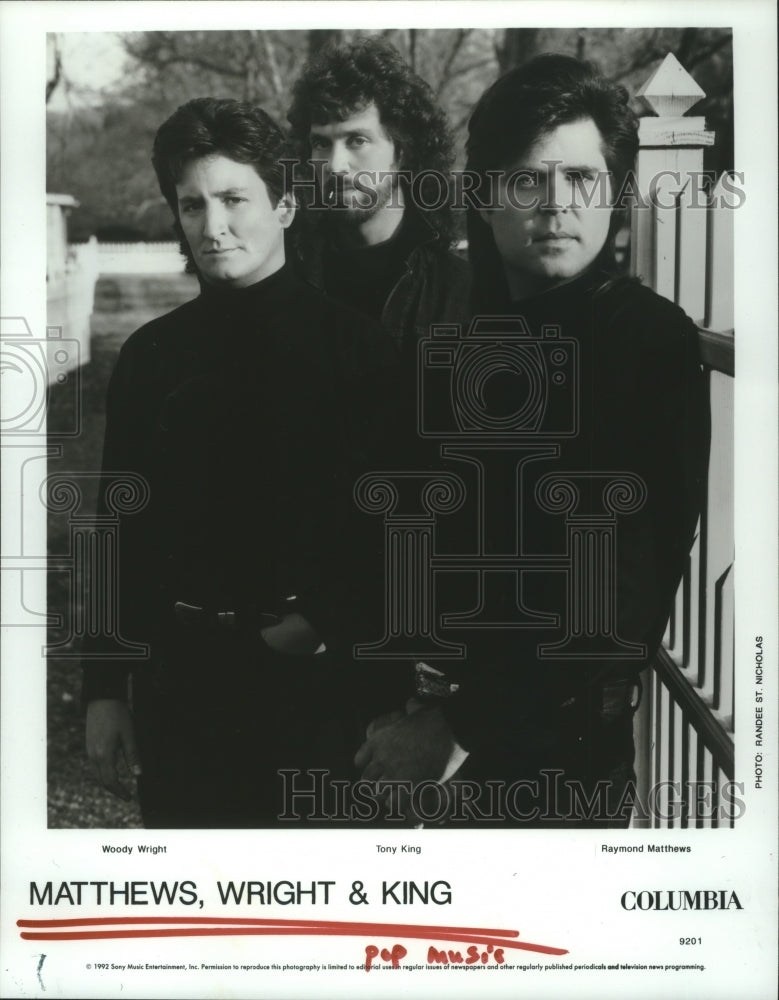 1992 Press Photo Members of the pop music group Matthews, Wright &amp; King- Historic Images