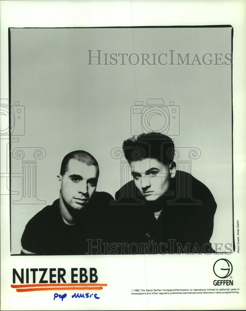 1990 Press Photo Pop music &quot;Nitzer Ebb&quot;. - hcp05969- Historic Images