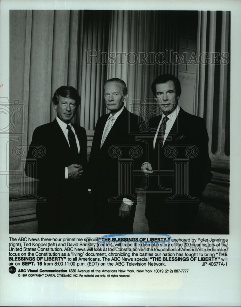 1987 Press Photo New anchors for &quot;The Blessings of Liberty&quot; airing on ABC.- Historic Images