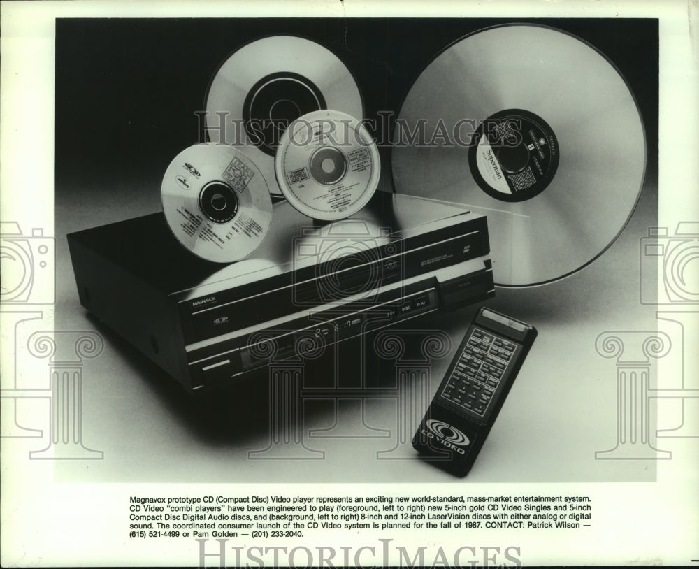 1987 Press Photo Magnavox Prototype CD Video LaserVision Compact Disc Player- Historic Images