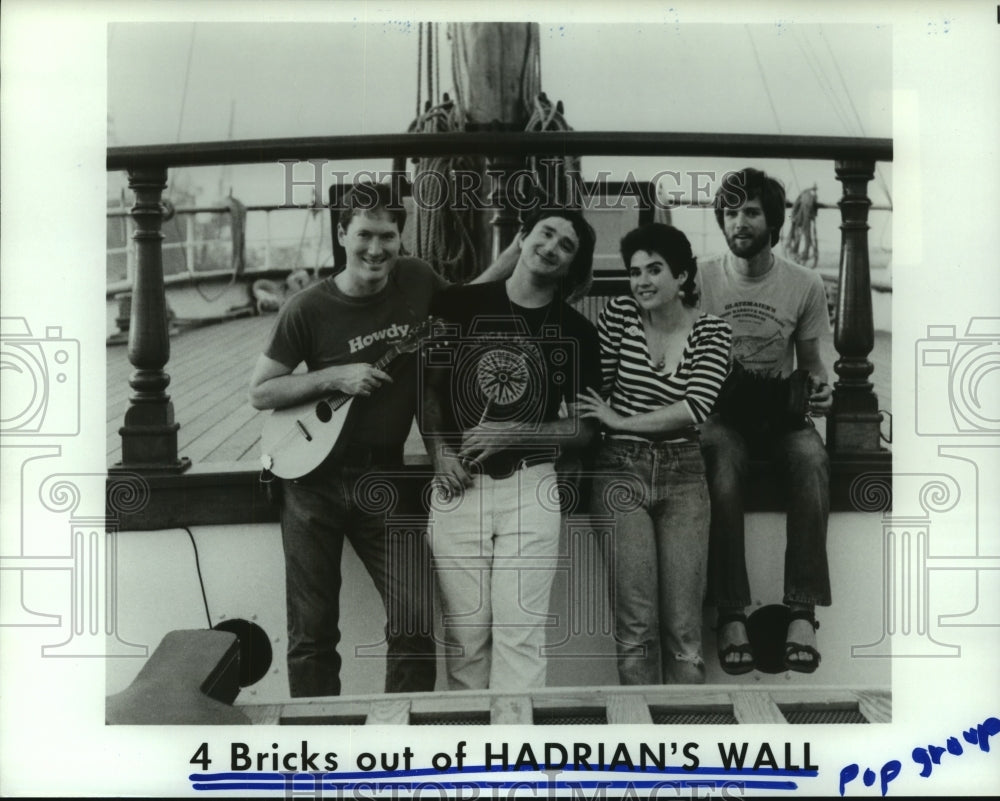 1985 Press Photo Pop music group &quot;4 Bricks out of Hadrian&#39;s Wall&quot;. - hcp07010- Historic Images