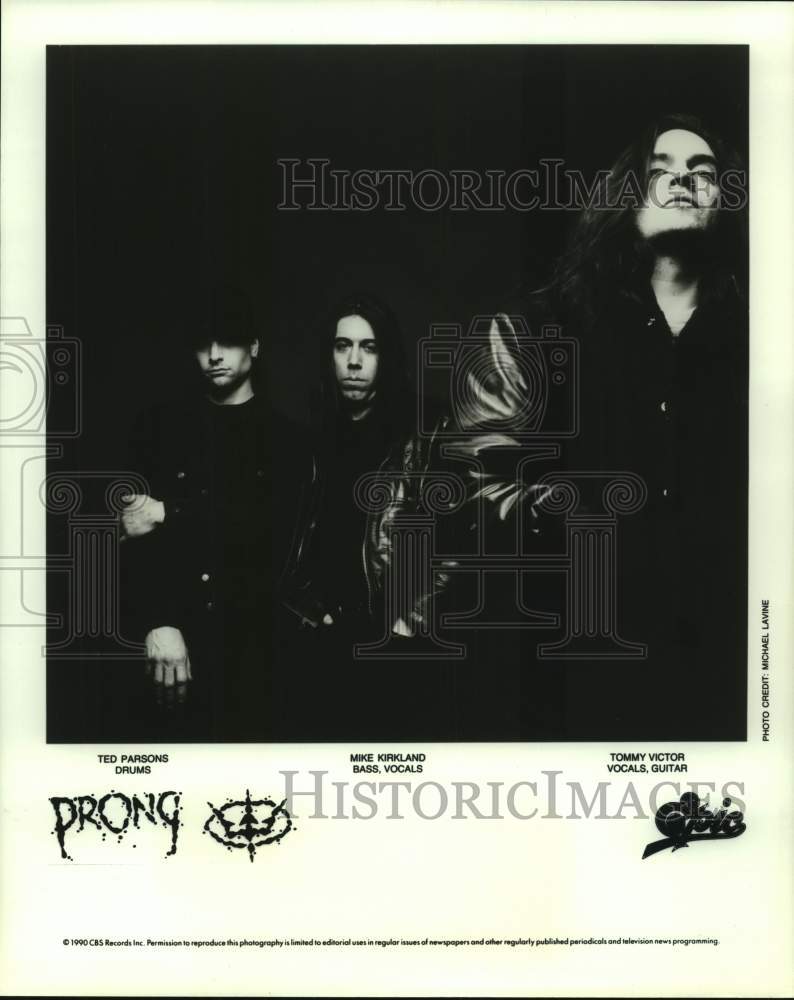 1990 Press Photo Prong&#39;s Ted Parsons, MIke Kirkland, Tommy Victor - hcp07242- Historic Images