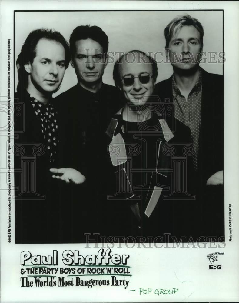 1993 Press Photo Paul Shaffer &amp; the Party Boys of Rock &#39;N&#39; Roll - hcp07257- Historic Images