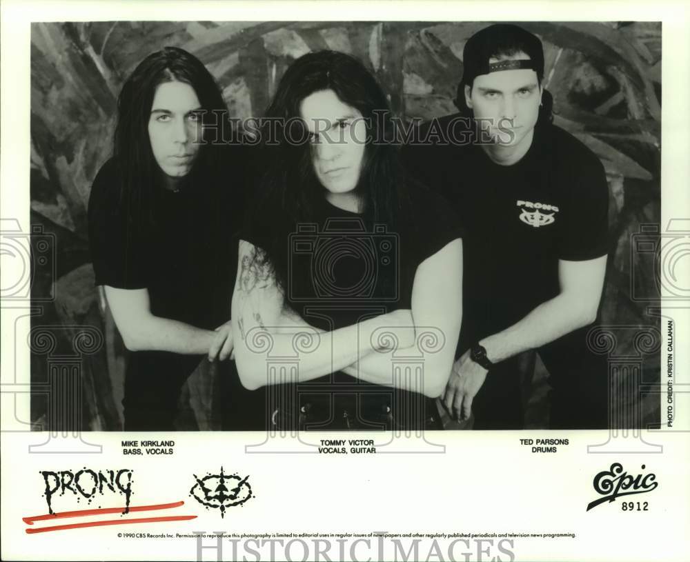 1990 Press Photo Mike Kirkland, Tommy Victor, Ted Parons are Prong - hcp07442- Historic Images