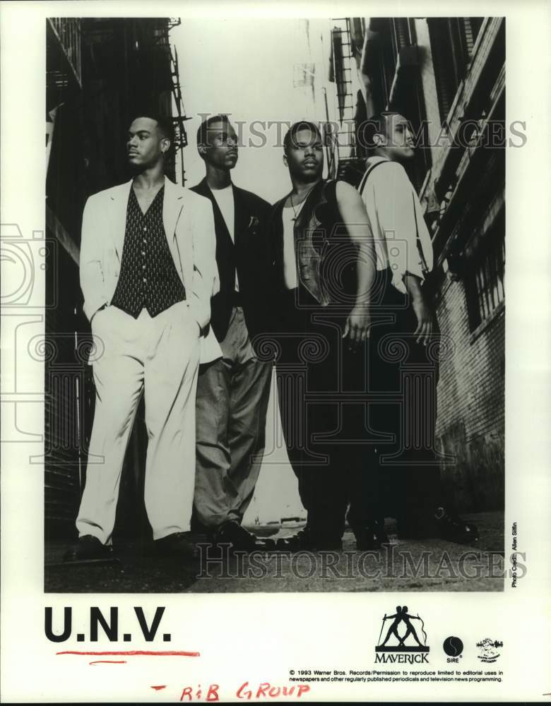 1993 Press Photo Members of the R&amp;B group U.N.V. - hcp07981- Historic Images