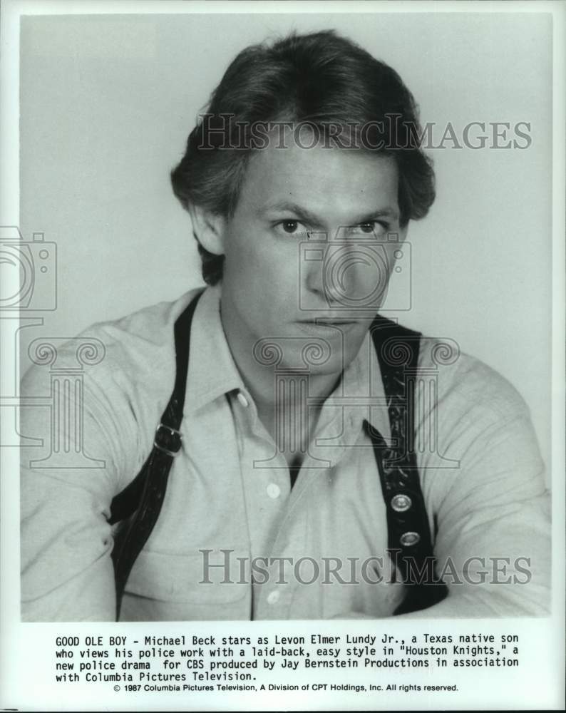 1987 Press Photo Michael Beck stars in the police drama series &quot;Houston Knights&quot;- Historic Images