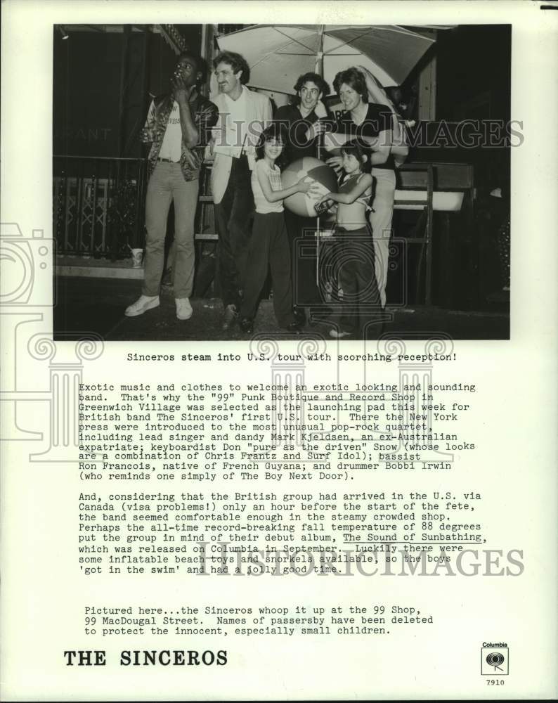 1981 Press Photo Pop music group The Sinceros in Greenwich Village, New York- Historic Images