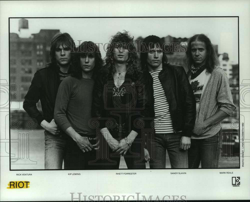 1982 Press Photo Members of pop music group &quot;Riot&quot;. - hcp09350- Historic Images