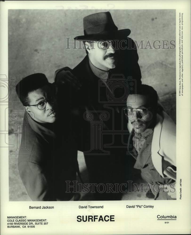 1991 Press Photo Surface members: Bernard Jackson, David Townsend, David Conley- Historic Images