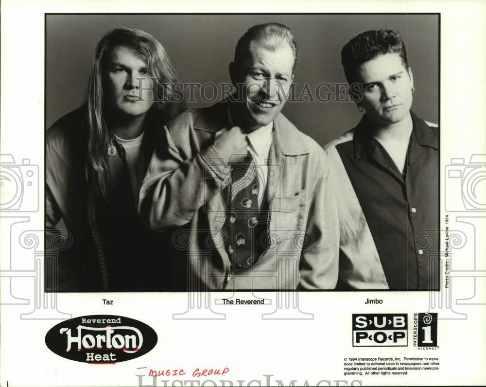 1994 Press Photo Reverend Horton Heat: Taz, The Reverend, Jimbo - hcp09548- Historic Images