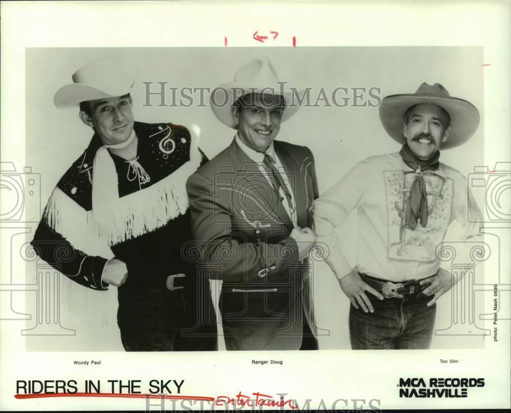 1990 Press Photo Woody Paul, Ranger Doug, Too Slim are Riders in the Sky trio- Historic Images