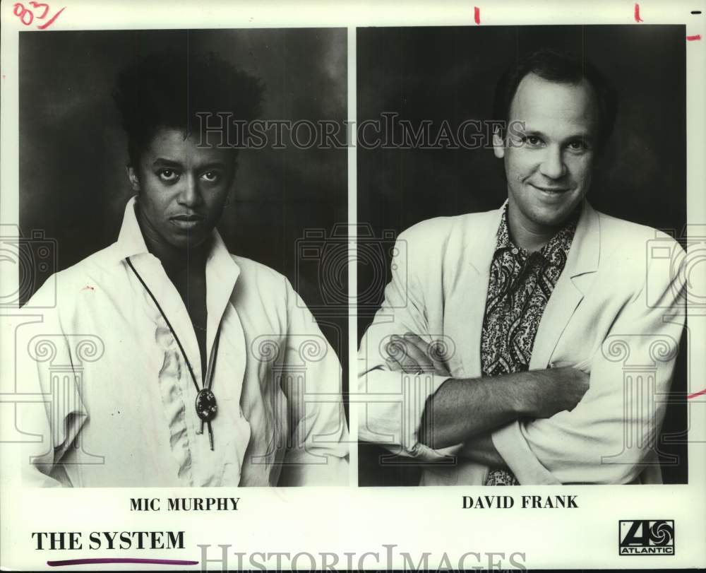 1987 Press Photo Mic Murphy, David Frank of "The System" Rock Duo - hcp10012- Historic Images