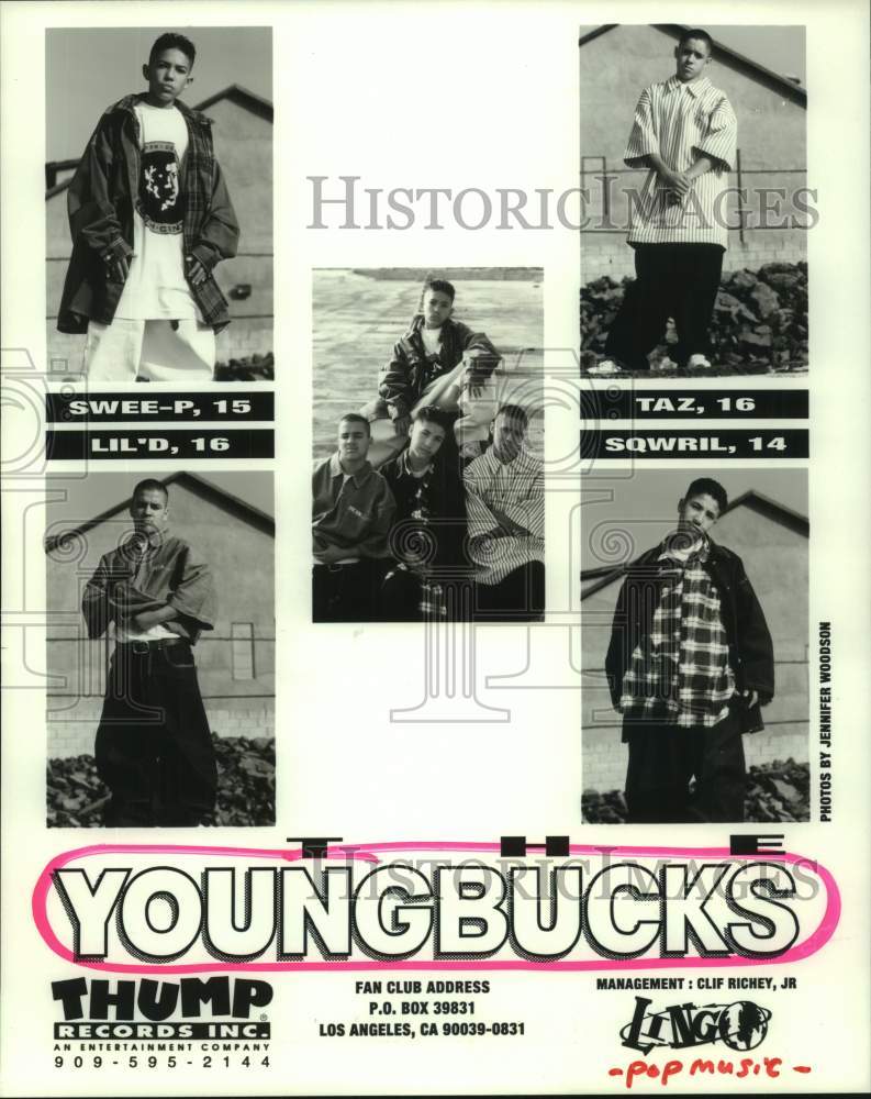 1994 Press Photo Music group Youngbucks: Swee-P, Lil&#39;D, Taz, Sqwril - hcp10636- Historic Images