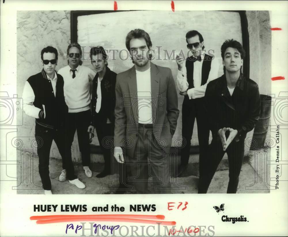 1984 Press Photo Pop music group &quot;Huey Lewis and the News&quot; - hcp11342- Historic Images