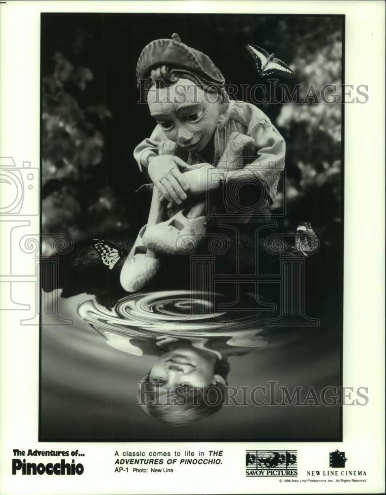 1996 Press Photo &quot;The Adventures of Pinocchio&quot; - the puppet and the live boy- Historic Images