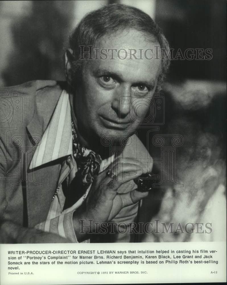 1972 Press Photo Ernest Lehman on the set of the film &quot;Portnoy&#39;s Complaint&quot; - Historic Images