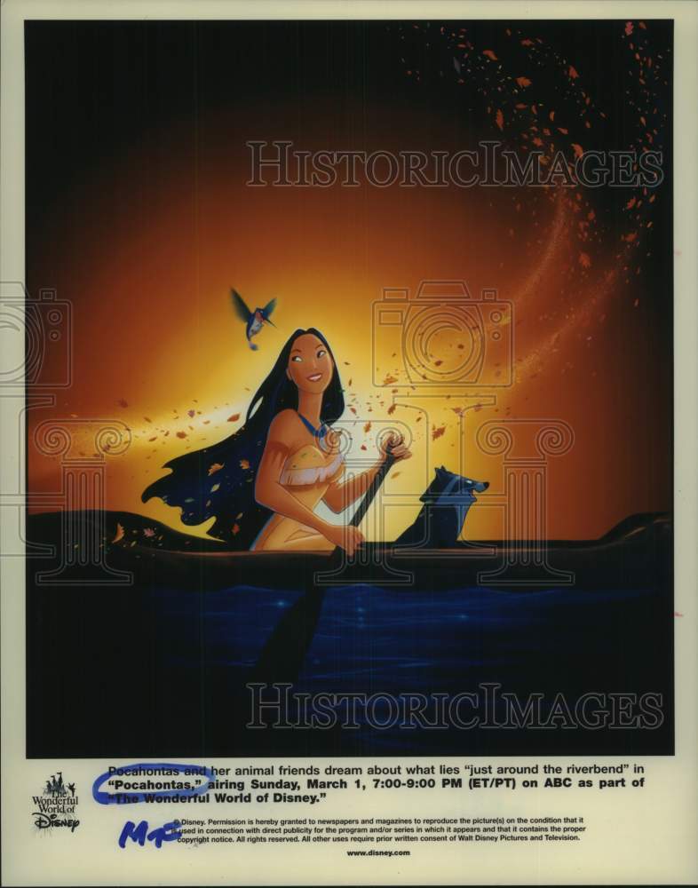 Press Photo Scene from Walt Disney Animated Movie "Pocahontas" - Historic Images