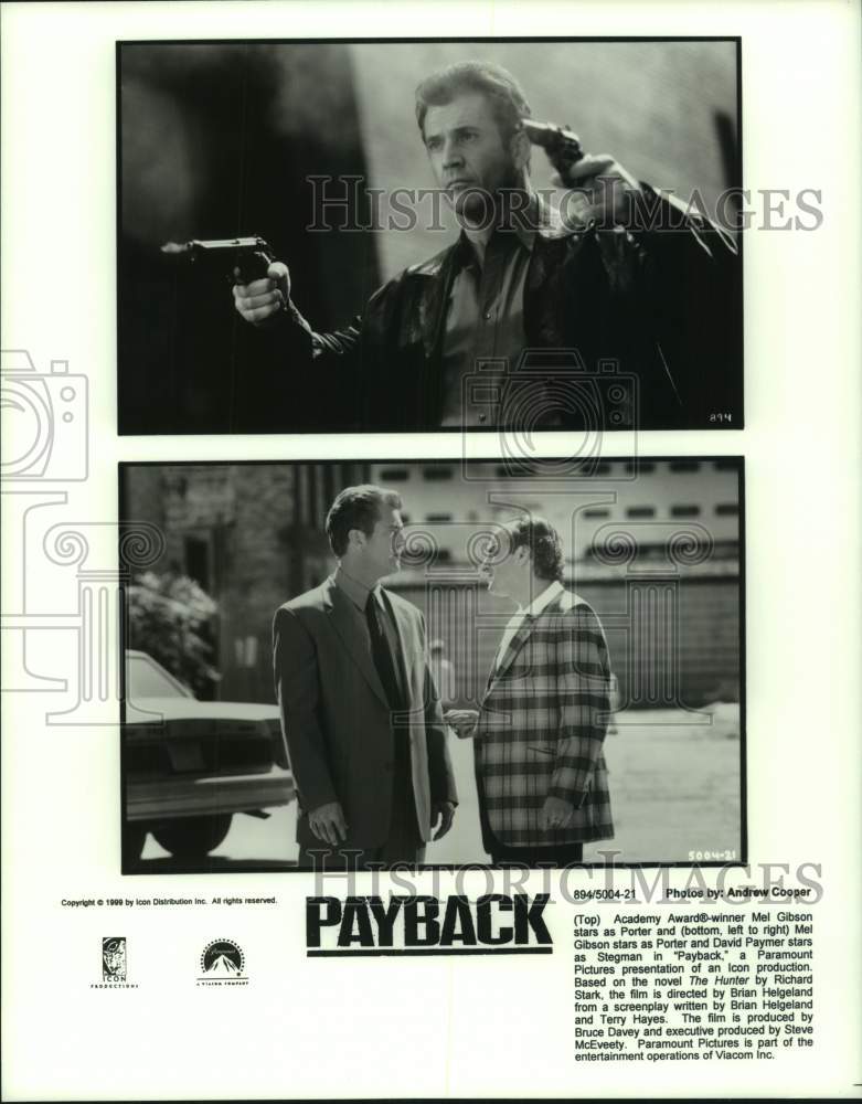 1999 Press Photo Scenes from &quot;Payback&quot; Movie Starring Mel Gibson - hcp12093- Historic Images