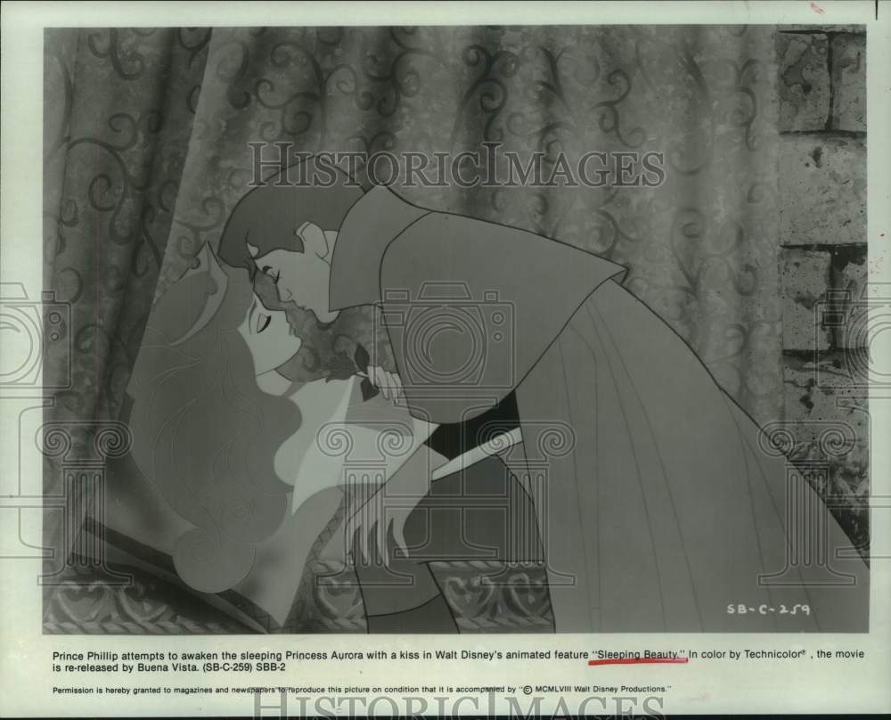 1958 Press Photo Prince Phillip Kisses Princess Aurora in "Sleeping Beauty" - Historic Images
