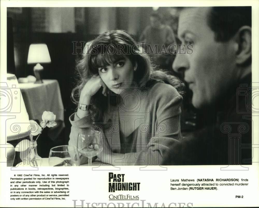 1992 Press Photo Natasha Richardson &amp; Rutger Hauer in &quot;Past Midnight&quot;- Historic Images