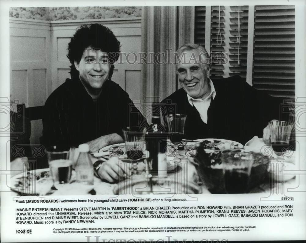 1989 Press Photo "Parenthood" Movie Scene Starring Jason Robards, Tom Hulce- Historic Images