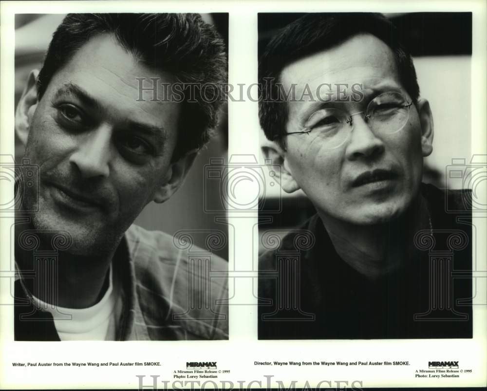 1995 Press Photo Writer Paul Auster and Director Wayne Wang of &quot;Smoke&quot;- Historic Images